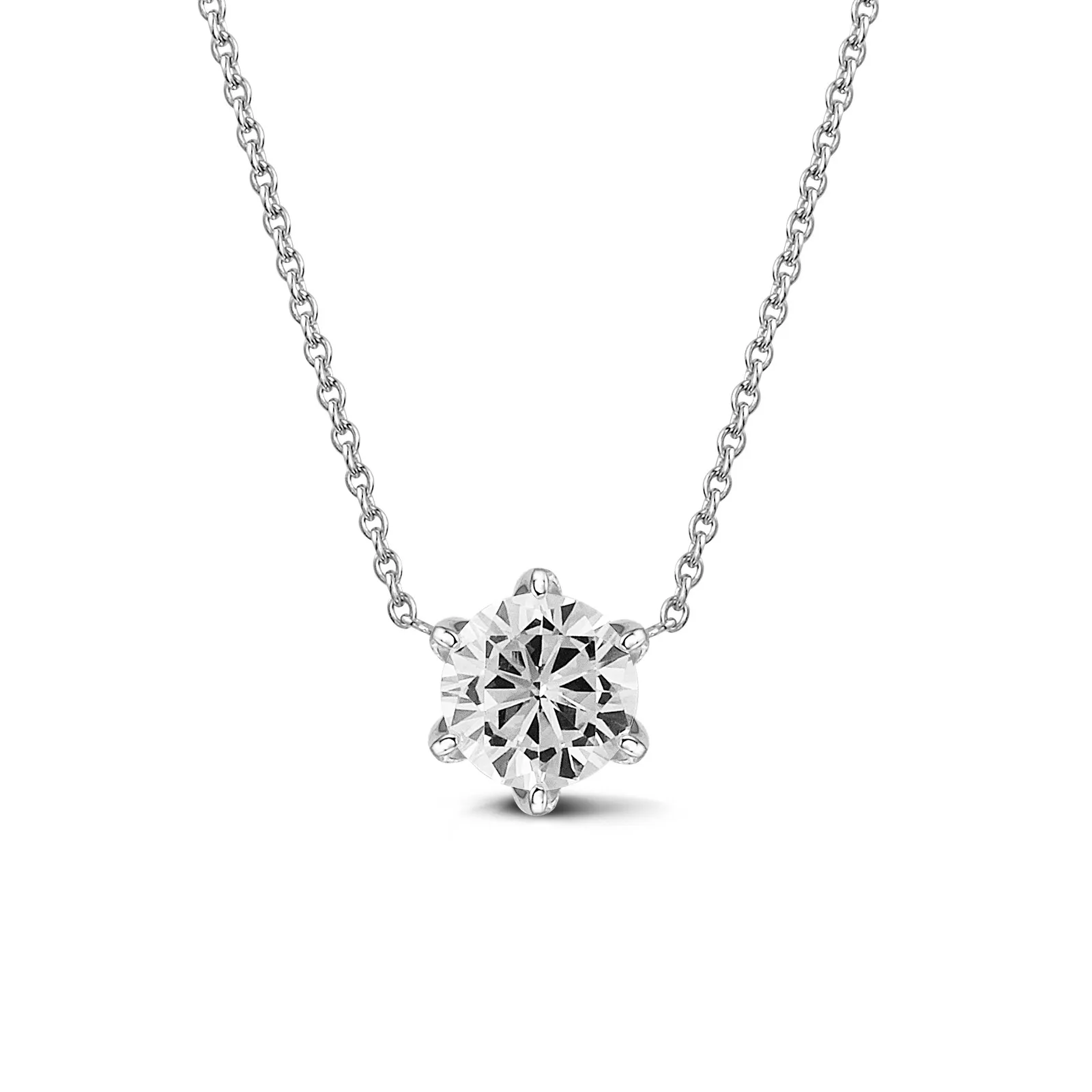 0.70 quilates colgante solitario en oro blanco con diamante redondo 