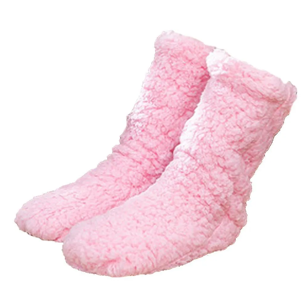 1 par de calcetines antideslizantes, calcetines de lana esponjosos y acogedores de invierno, gruesos y cálidos