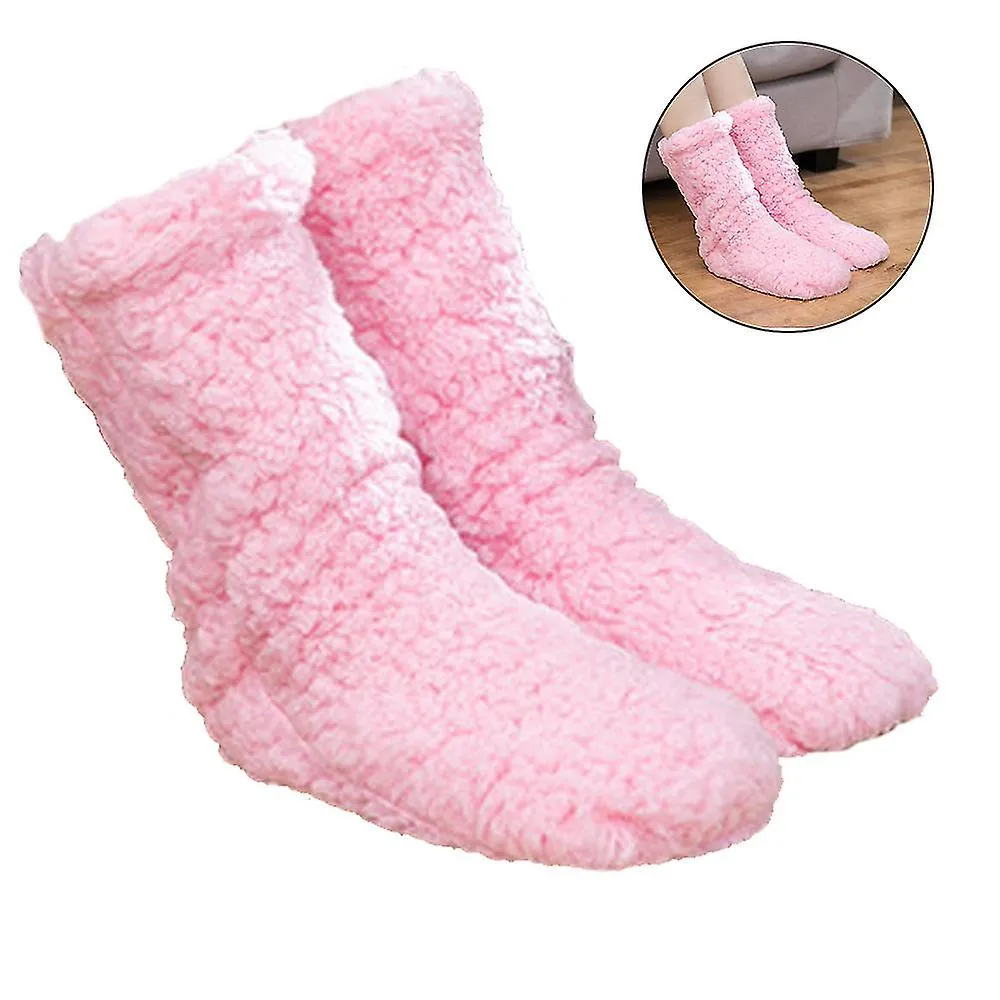 1 par de calcetines antideslizantes, calcetines de lana esponjosos y acogedores de invierno, gruesos y cálidos