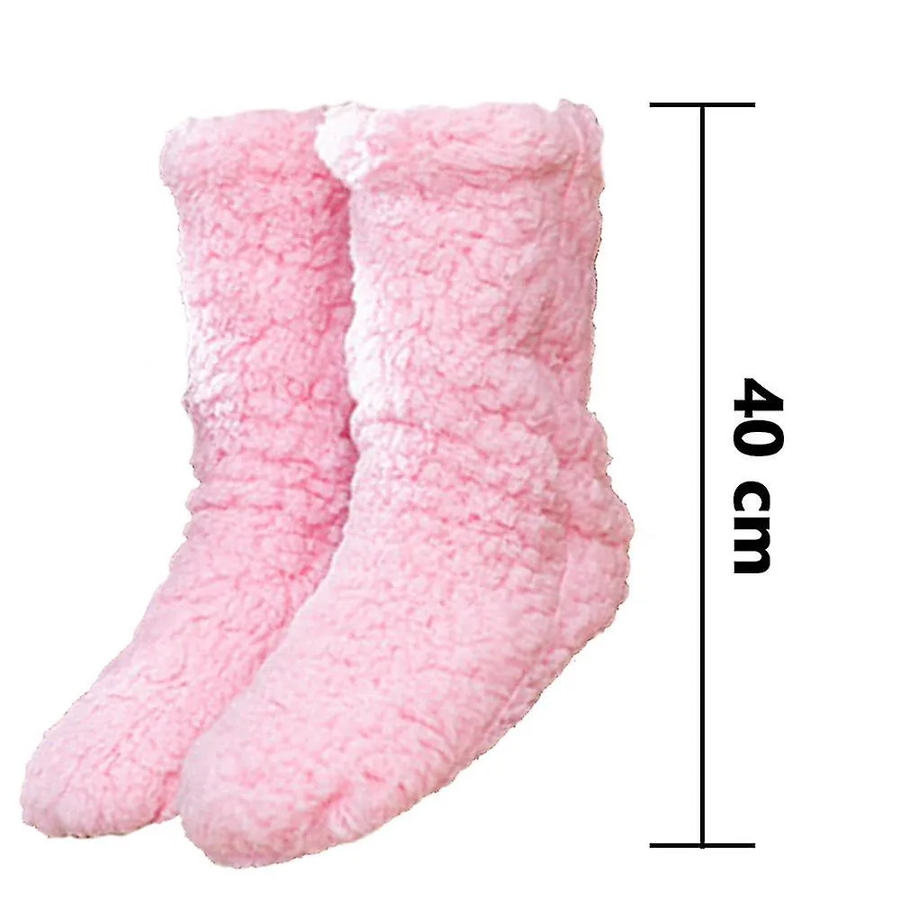 1 par de calcetines antideslizantes, calcetines de lana esponjosos y acogedores de invierno, gruesos y cálidos