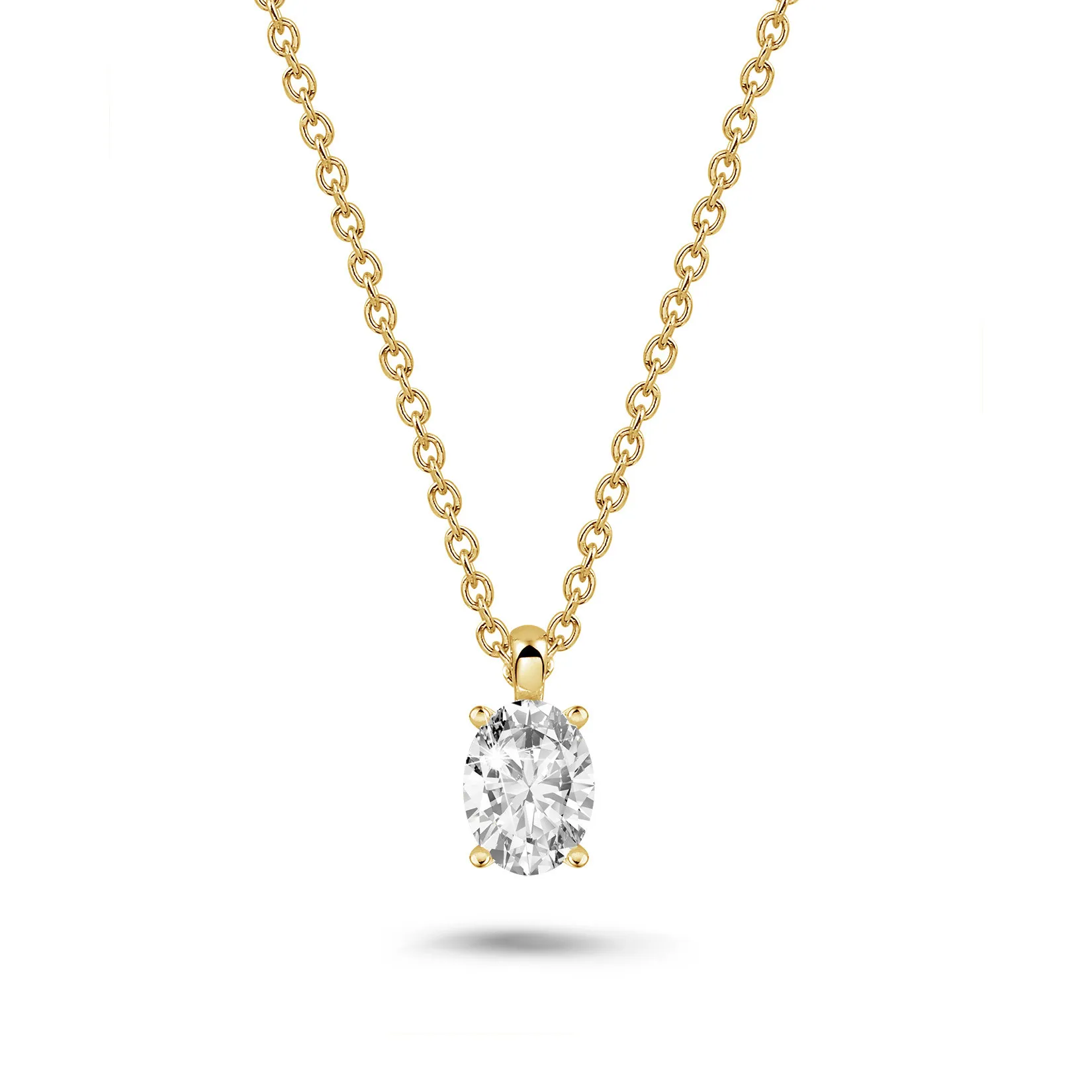 1.00 quilates colgante solitario diamante talla oval en oro amarillo 