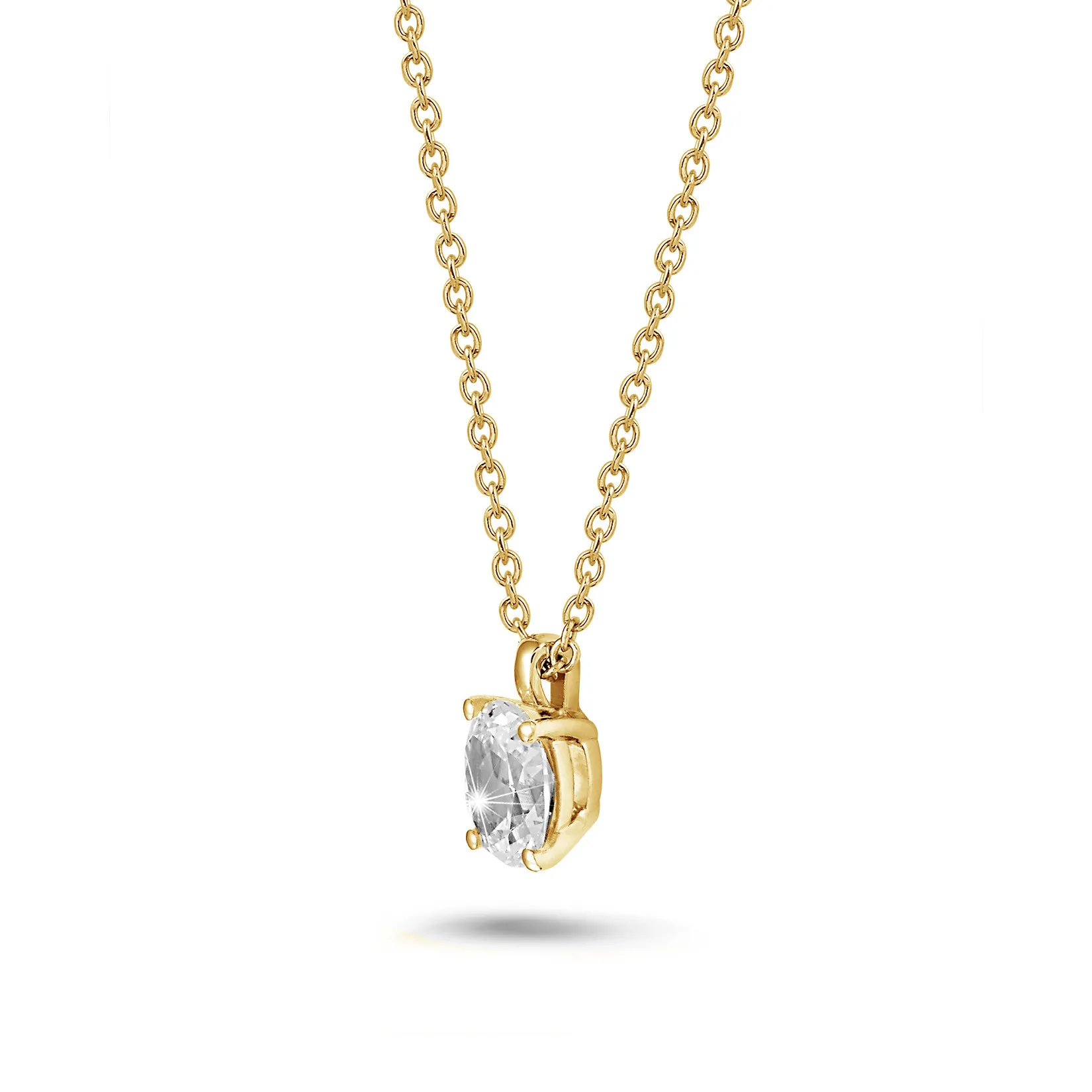1.00 quilates colgante solitario diamante talla oval en oro amarillo 