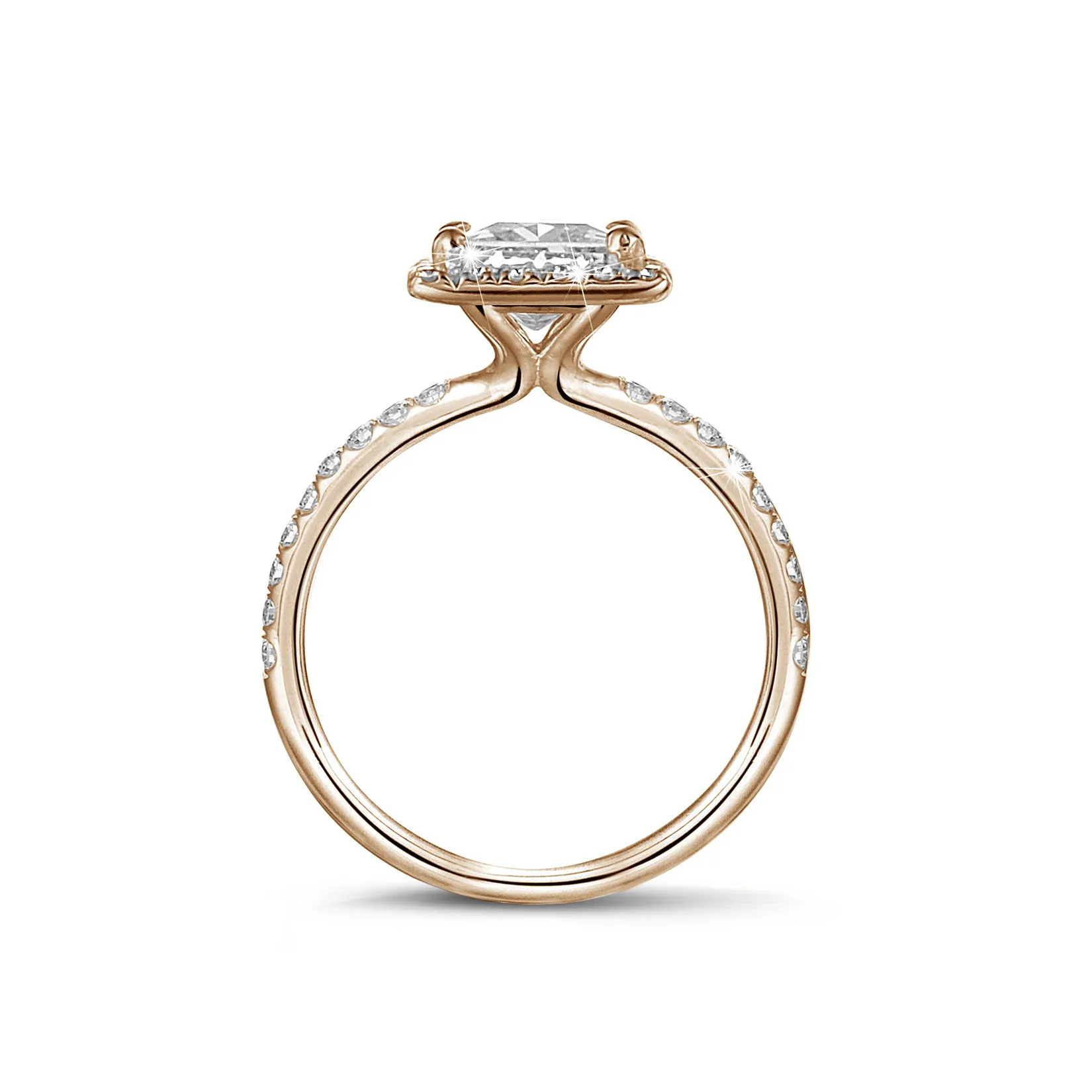 1.20 quilateshalo anillo solitario diamante princesa en oro rojo con diamantes redondos 