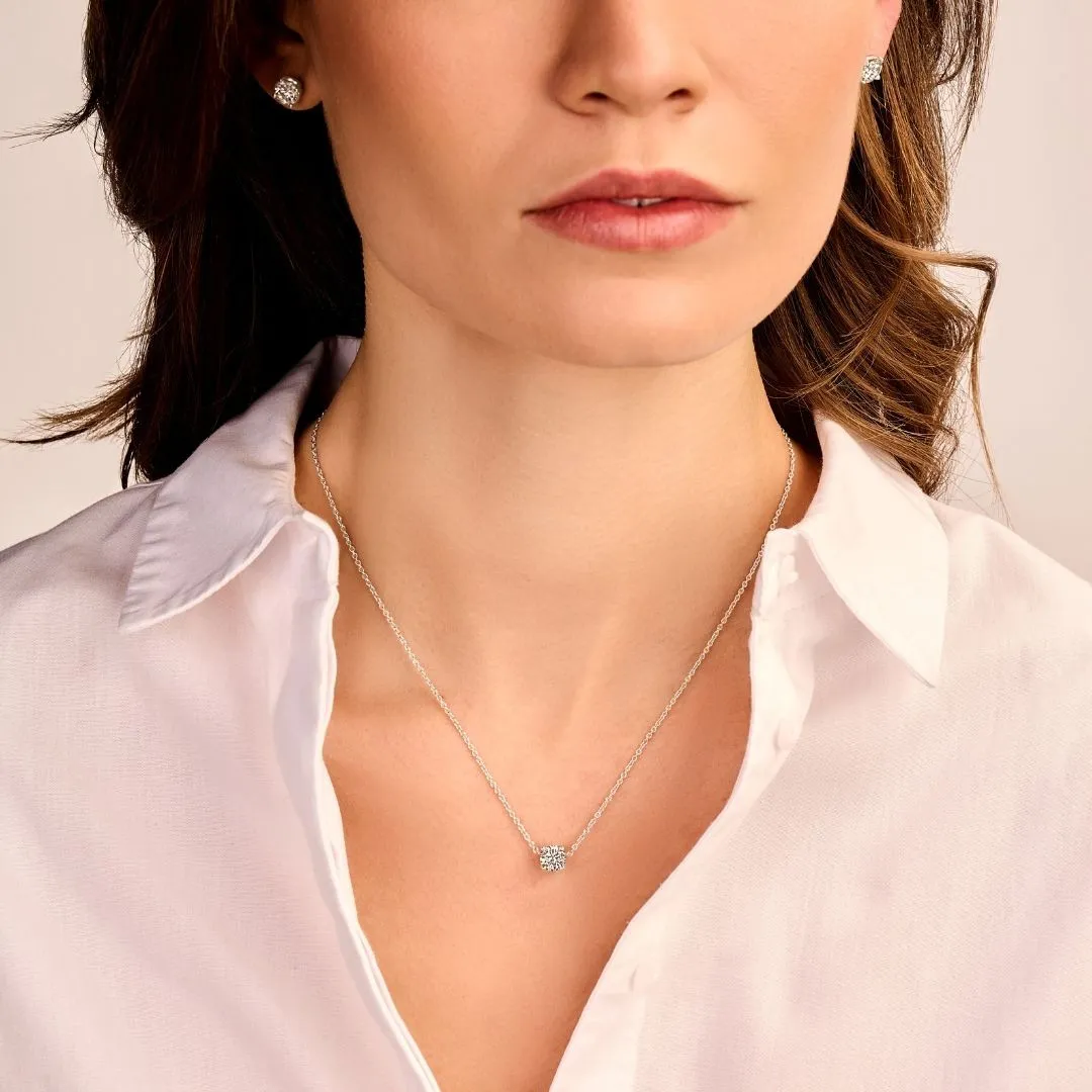 3.00 quilates colgante solitario en oro blanco con diamante redondo 