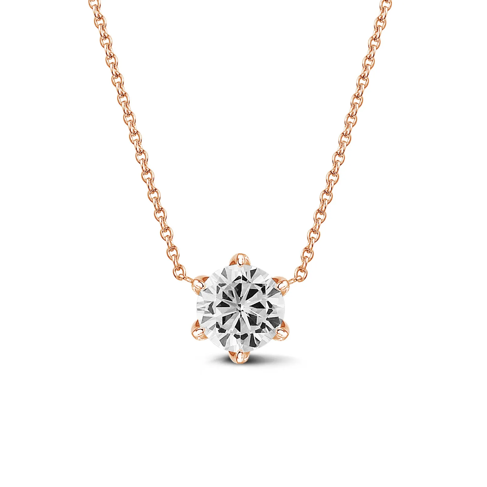 3.00 quilates colgante solitario en oro rojo con diamante redondo 
