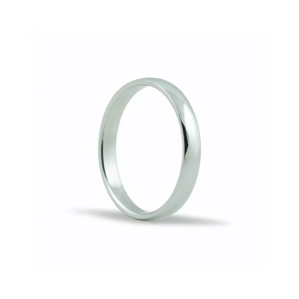 Alianza de oro blanco 18K de 3 mm y acabado en brillo
