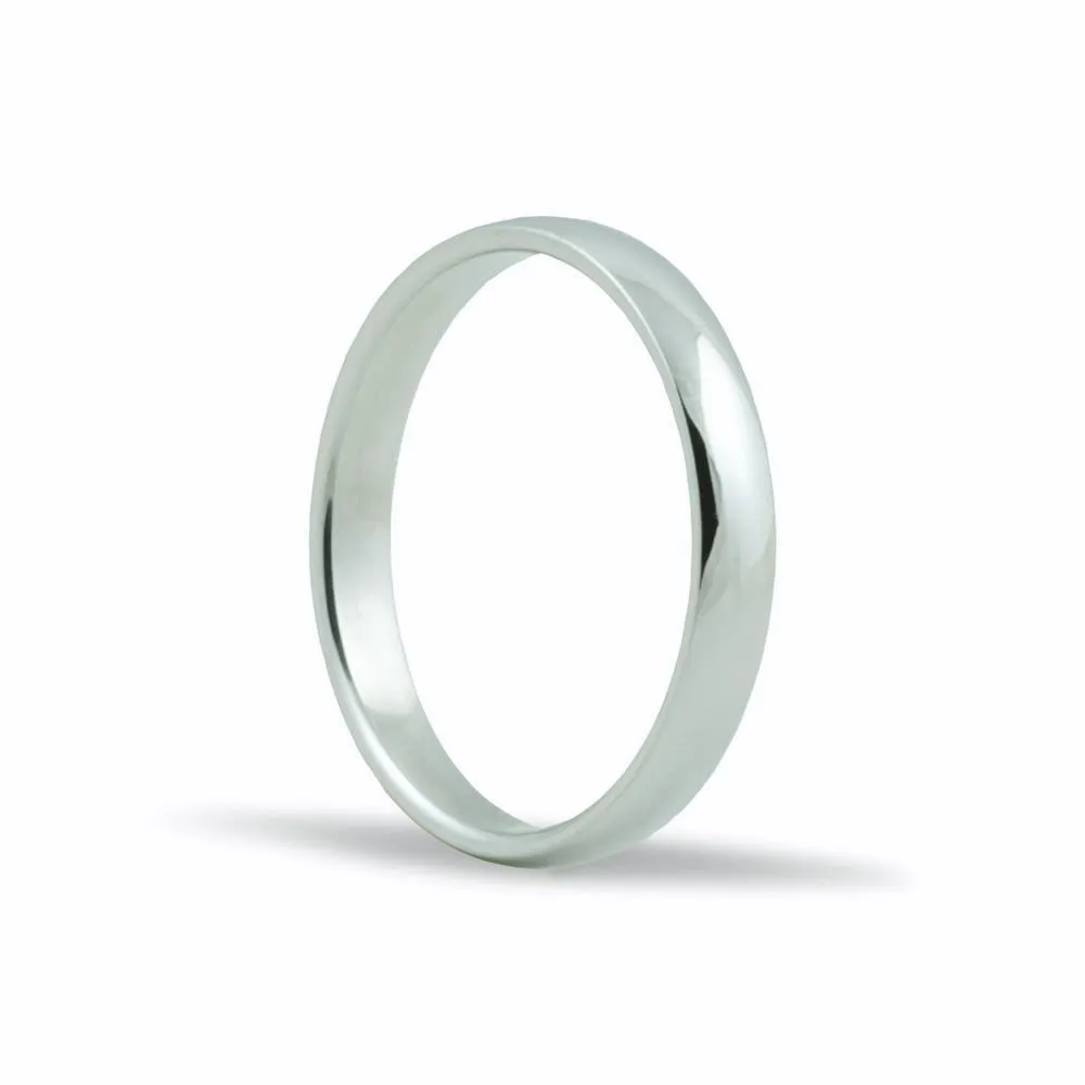 Alianza de oro blanco 18K de 3 mm y acabado en brillo