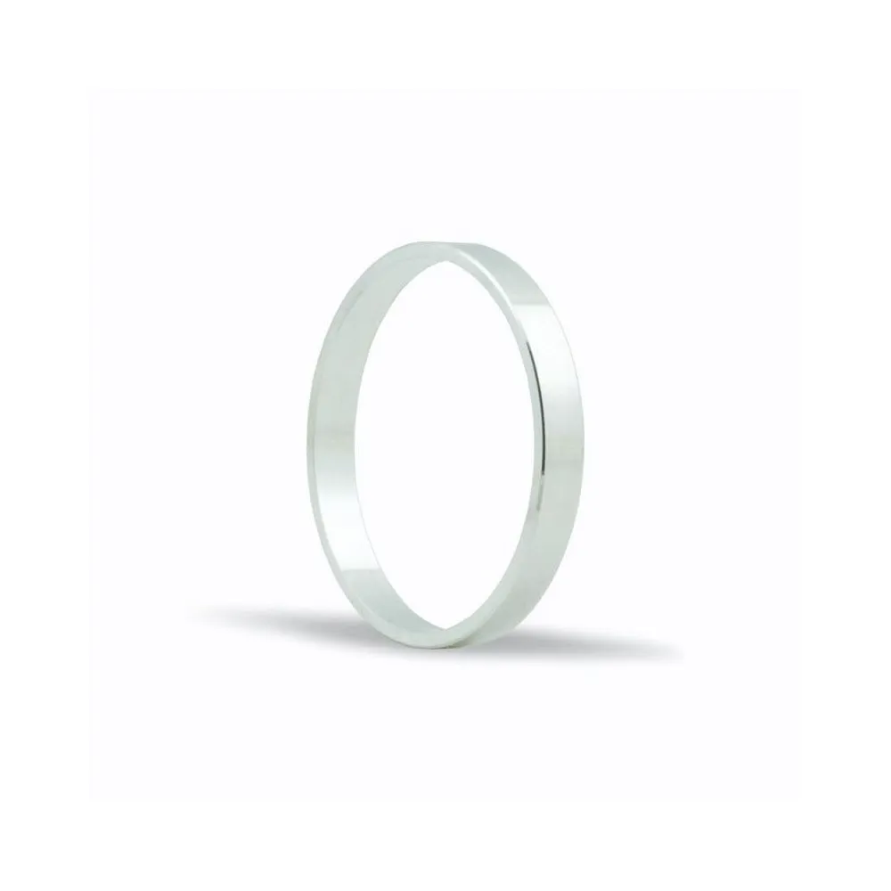 Alianza de oro blanco 18K plana de 2,5 mm y acabado brillo