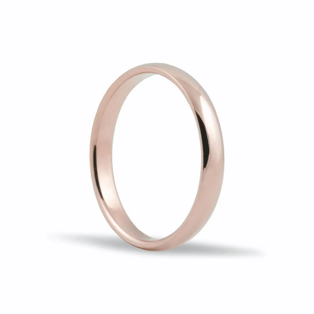 Alianza de oro rosa 18K de 3 mm y acabada en brillo