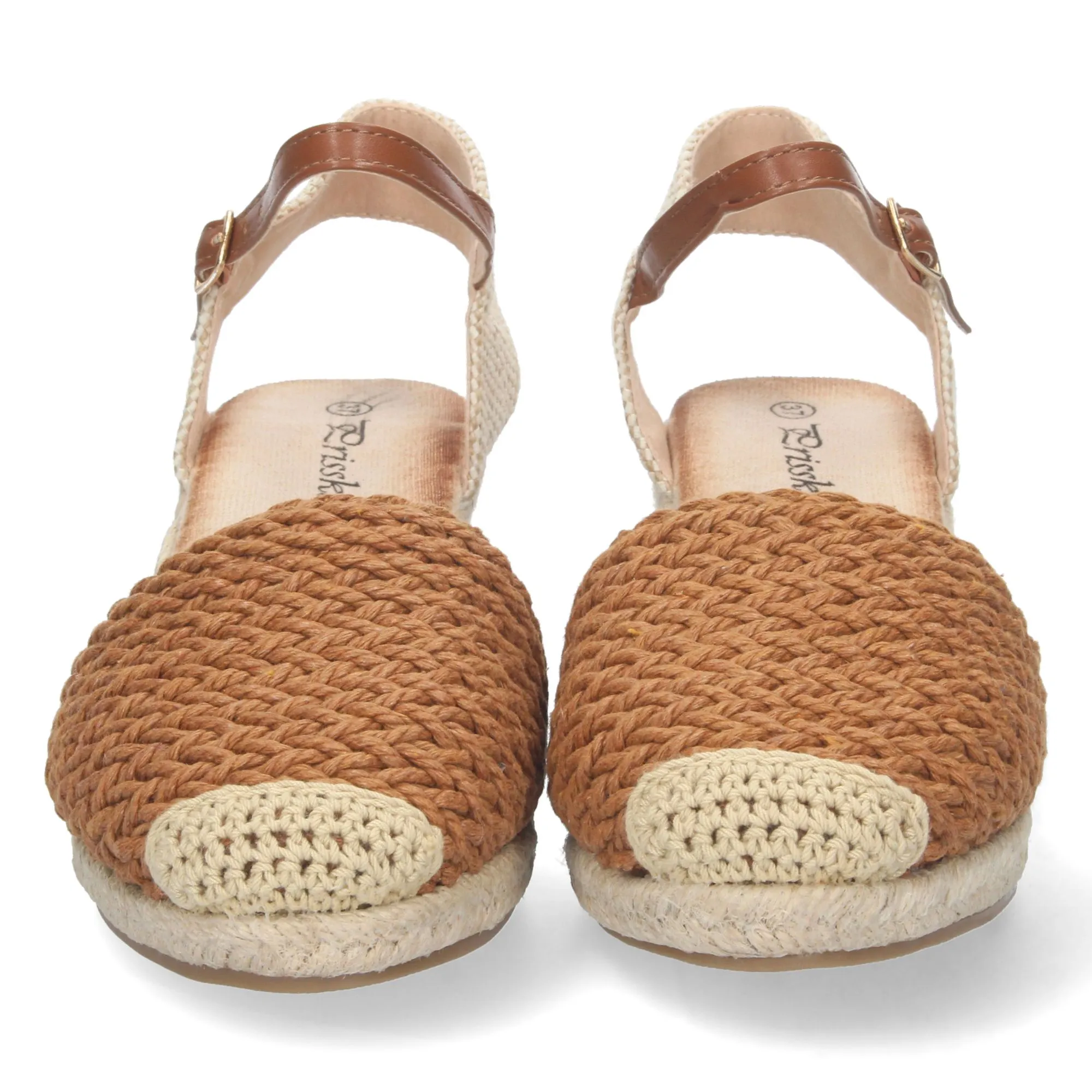 Alpargatas de cuña media de yute textura mujer camel