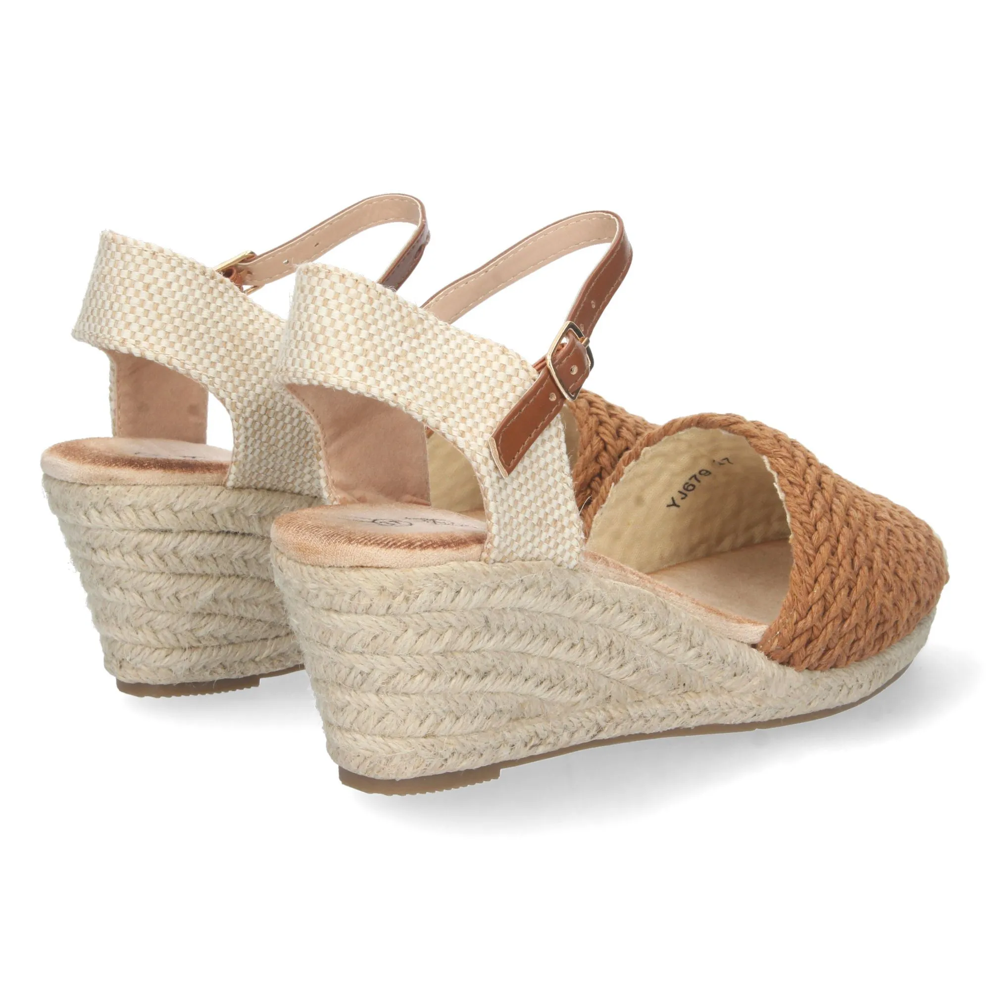 Alpargatas de cuña media de yute textura mujer camel