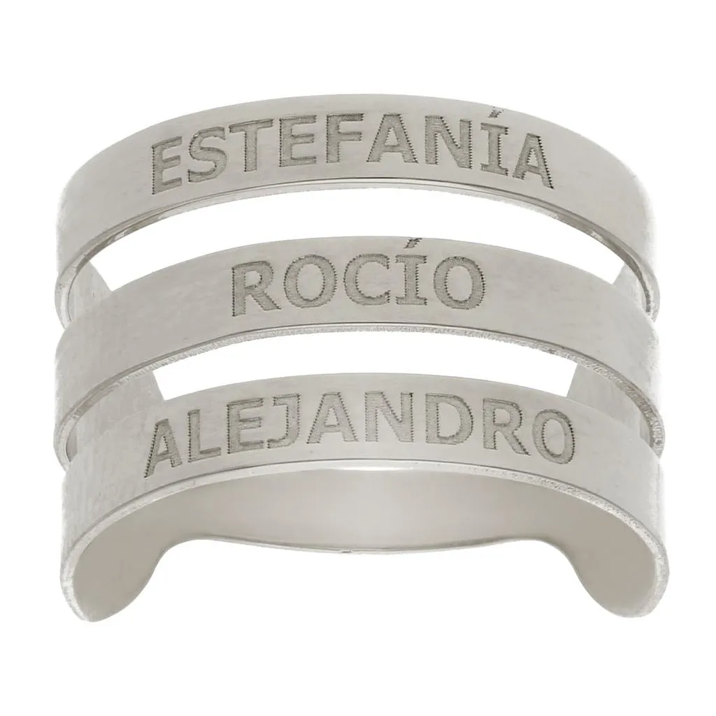 Anillo Plata con 3 Nombres