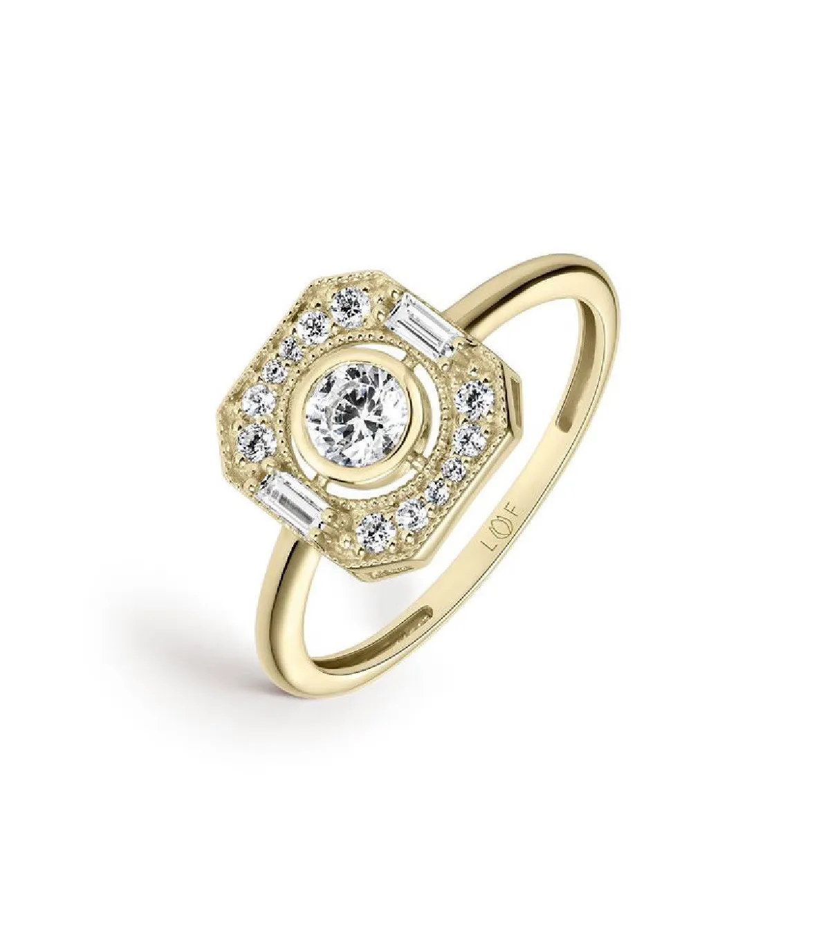 ANILLO VINTAGE LITTA FIORE CON CIRCONITAS EN ORO AMARILLO  LRN20182112