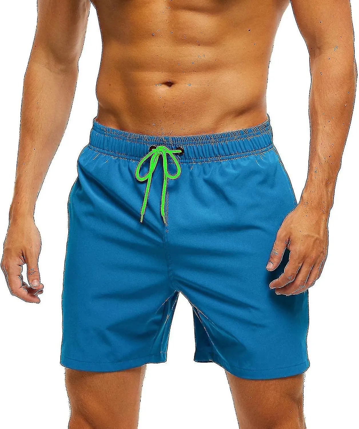 Bañador para hombre con bolsillo con cremallera Pantalones cortos de baño rápidos de secado impermeable con cordón ajustable