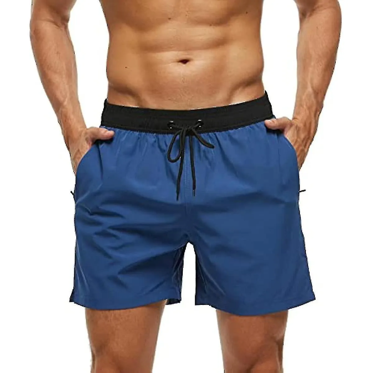 Bañador para hombre con bolsillo con cremallera Pantalones cortos de baño rápidos de secado impermeable con cordón ajustable