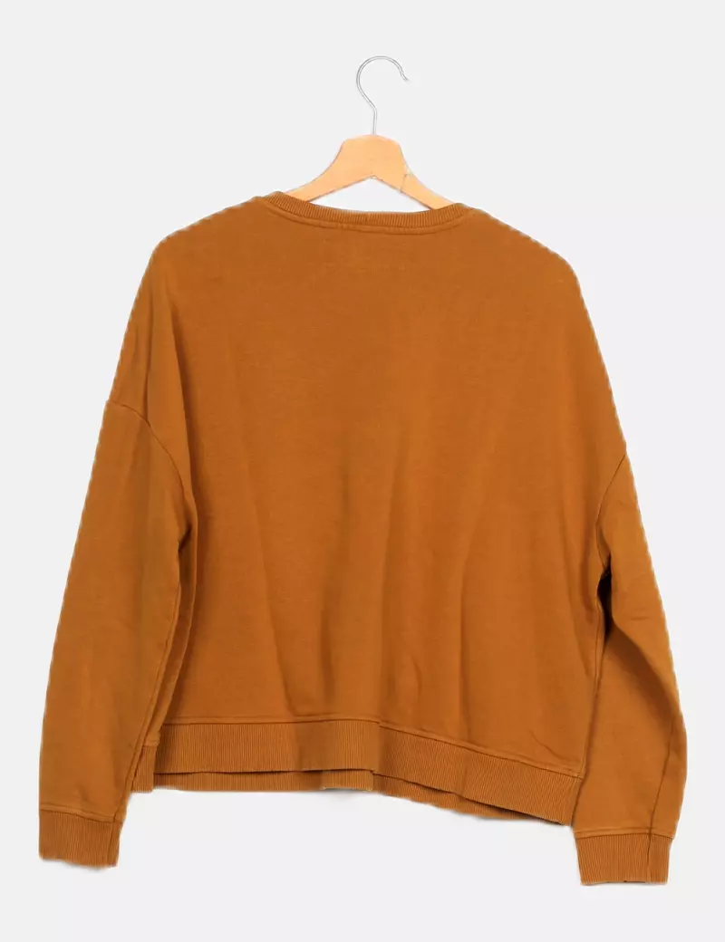 Benetton Sudadera mostaza con bolsilos