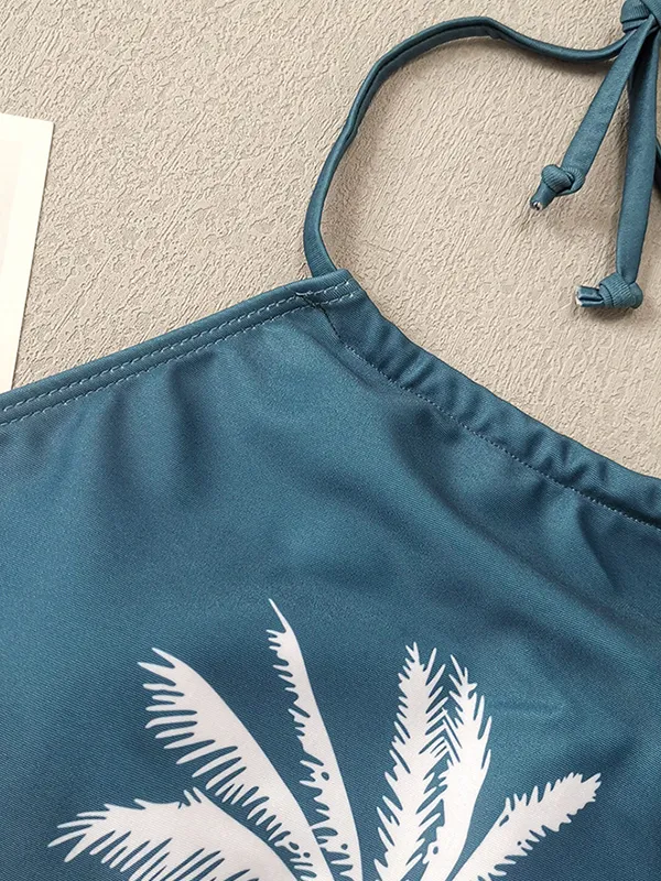 Binikis con cordón fruncido y cuello halter estampado