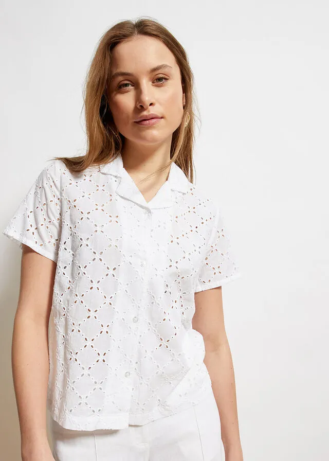Blusa con bordado inglés Blanco