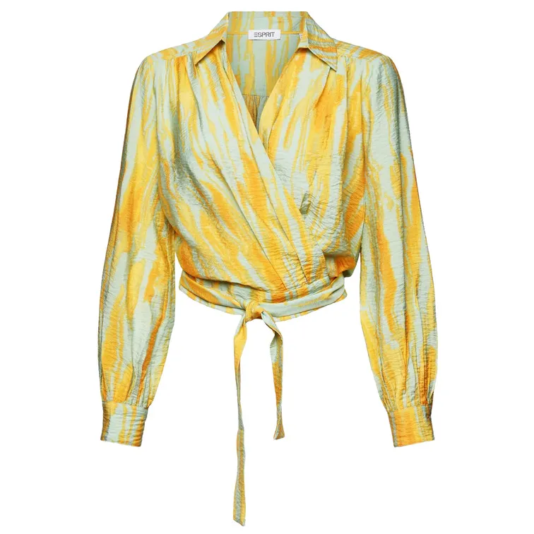 BLUSA CRUZADA ESTAMPADA CON TEXTURA ARRUGADA MUJER ESPRIT