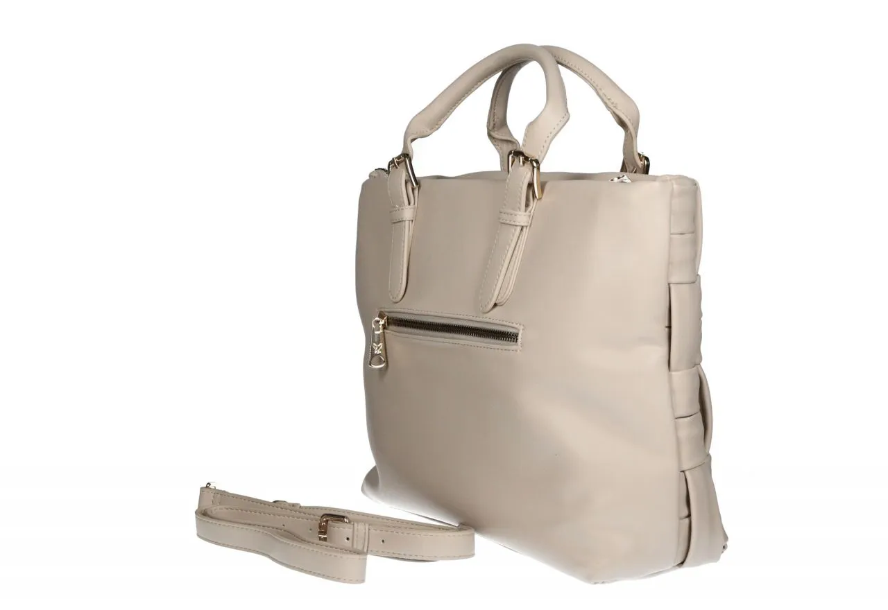 Bolso Beige Pasados Logo Frontal Asas Mano