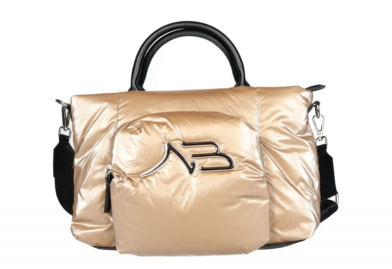Bolso Nylon Cava Acolchado Bolsillo Delantero Asas Negras