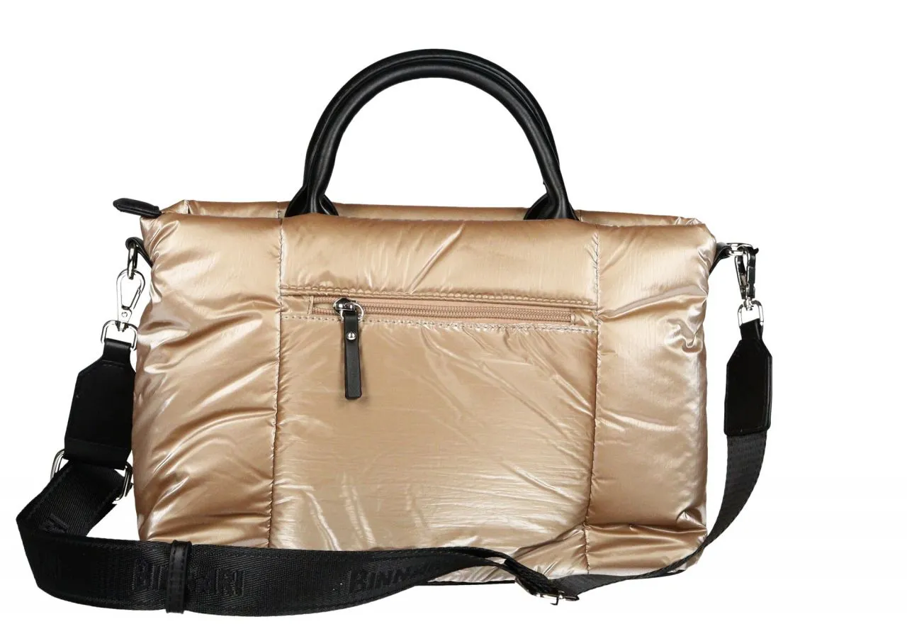 Bolso Nylon Cava Acolchado Bolsillo Delantero Asas Negras