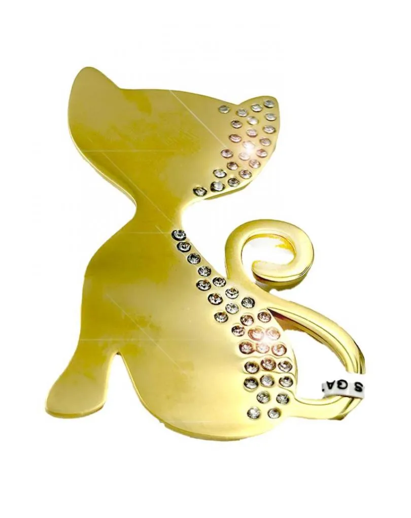 BROCHES MUJER DORADOS DE GATO CON DESTELLOS BRILLO