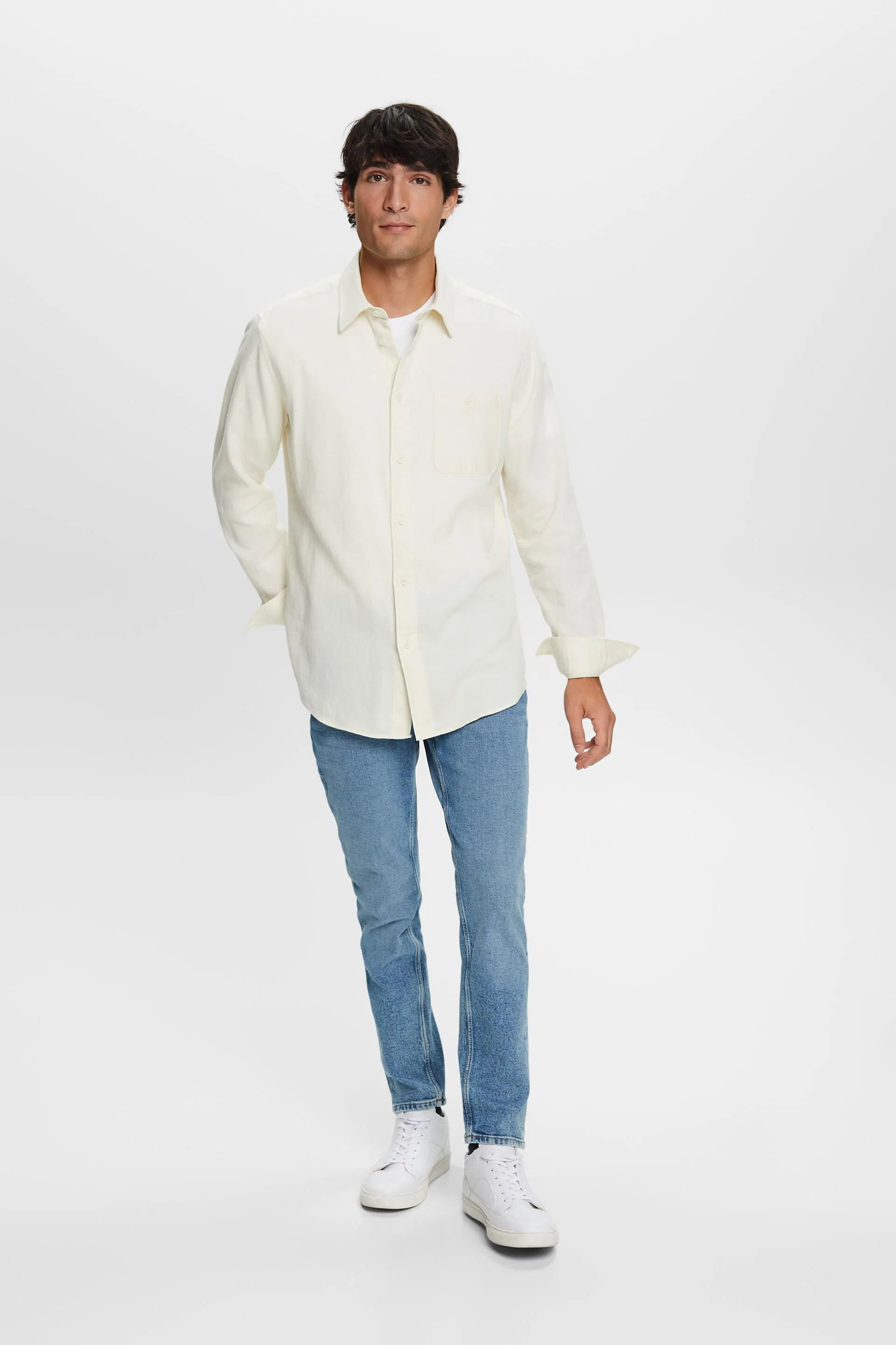 Camisa de corte ceñido con textura, 100% algodón