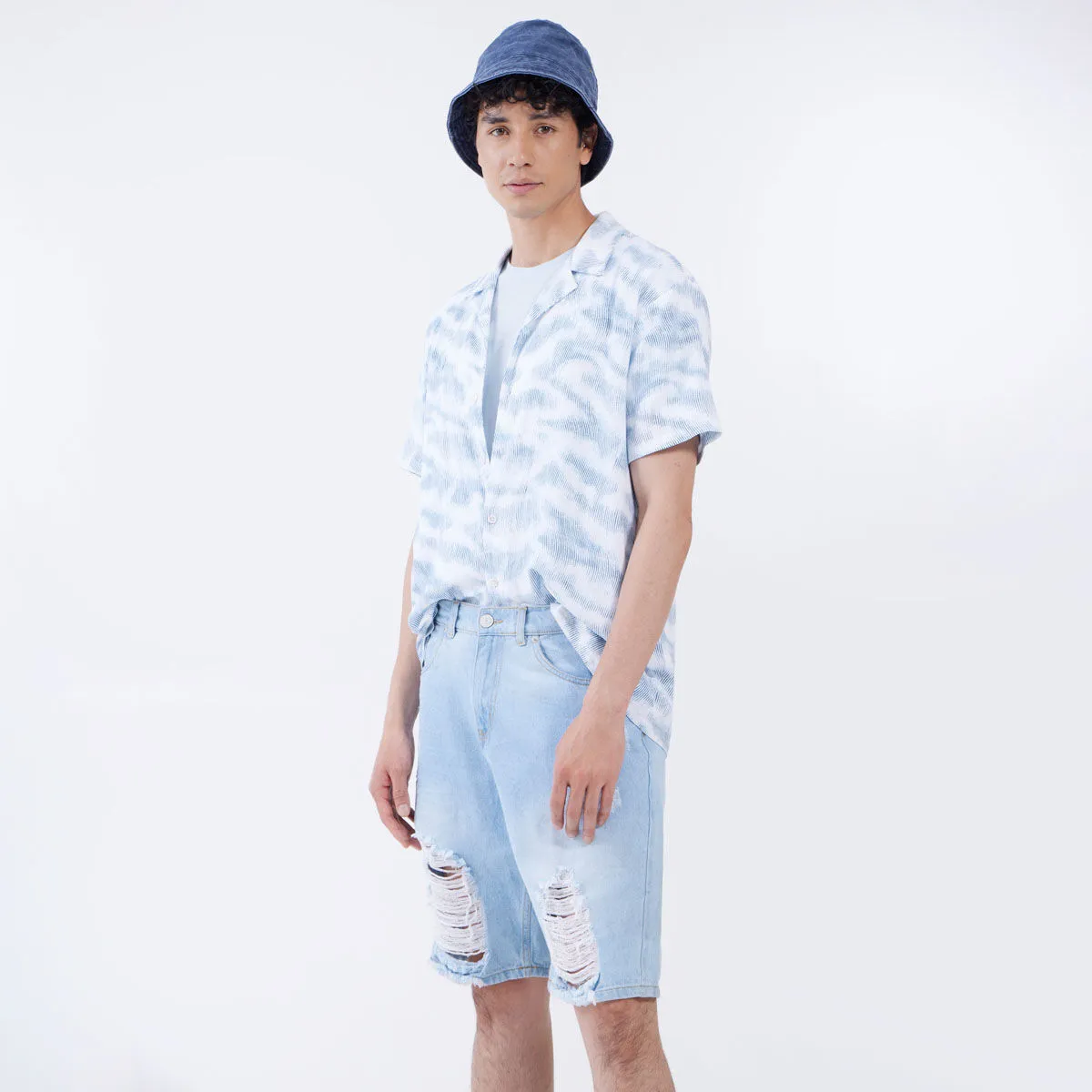 Camisa Estampada Con Cuello Resort