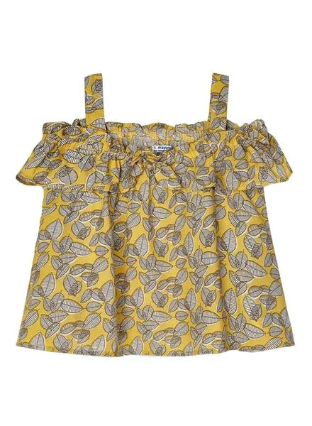 Camisa Mayoral Estampado Mostaza para Niña