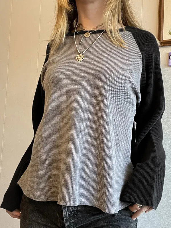 Camiseta acanalada con manga raglán