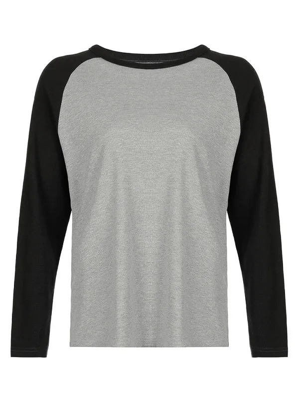 Camiseta acanalada con manga raglán
