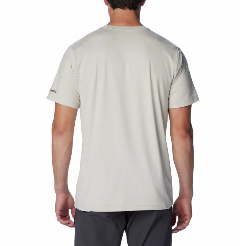 Camiseta Columbia Kwick Hike Graphic SS (Dark Stone Heather, Elevated High) Hombre
