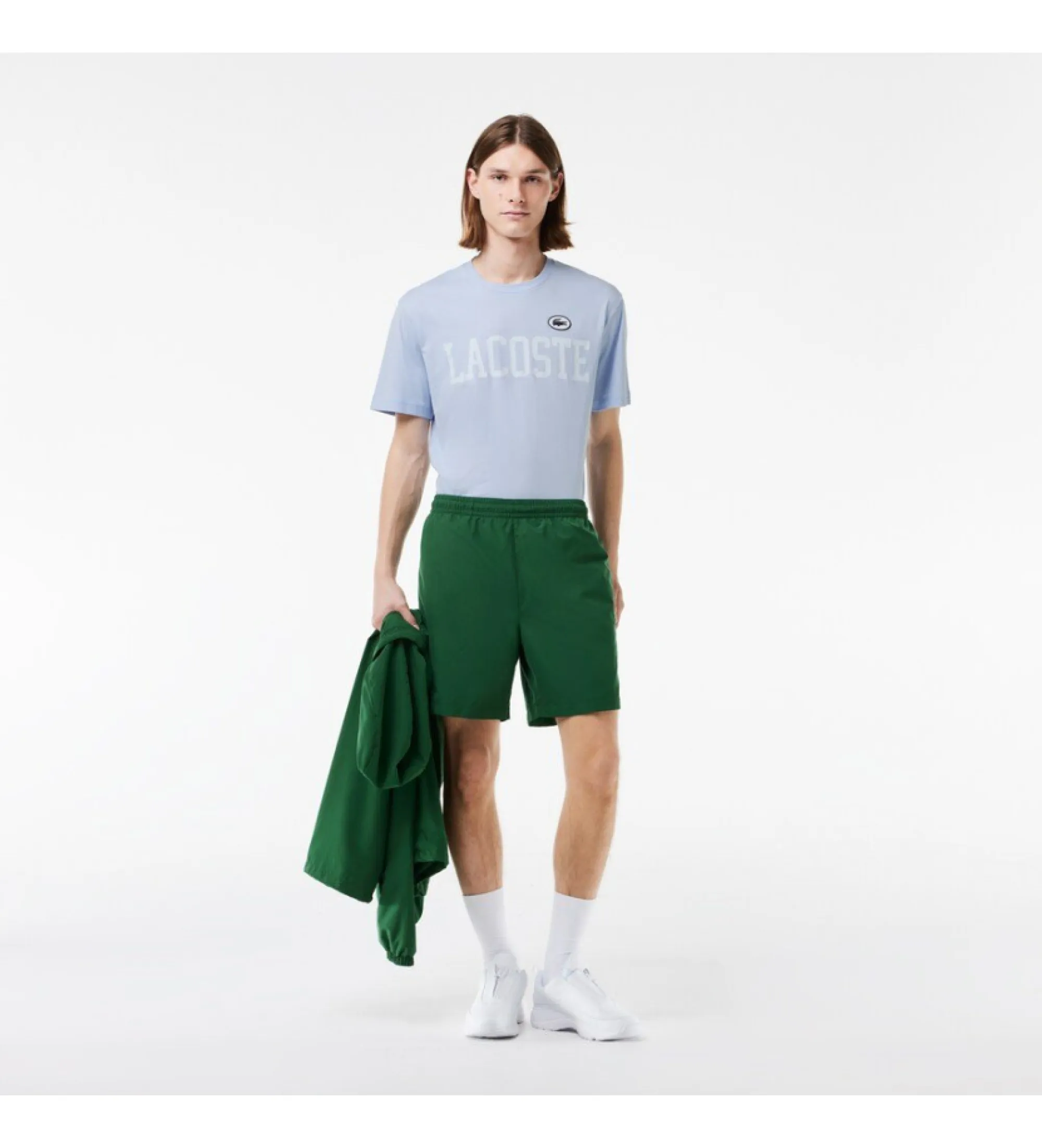 Camiseta con estampado a contraste e insignia azul