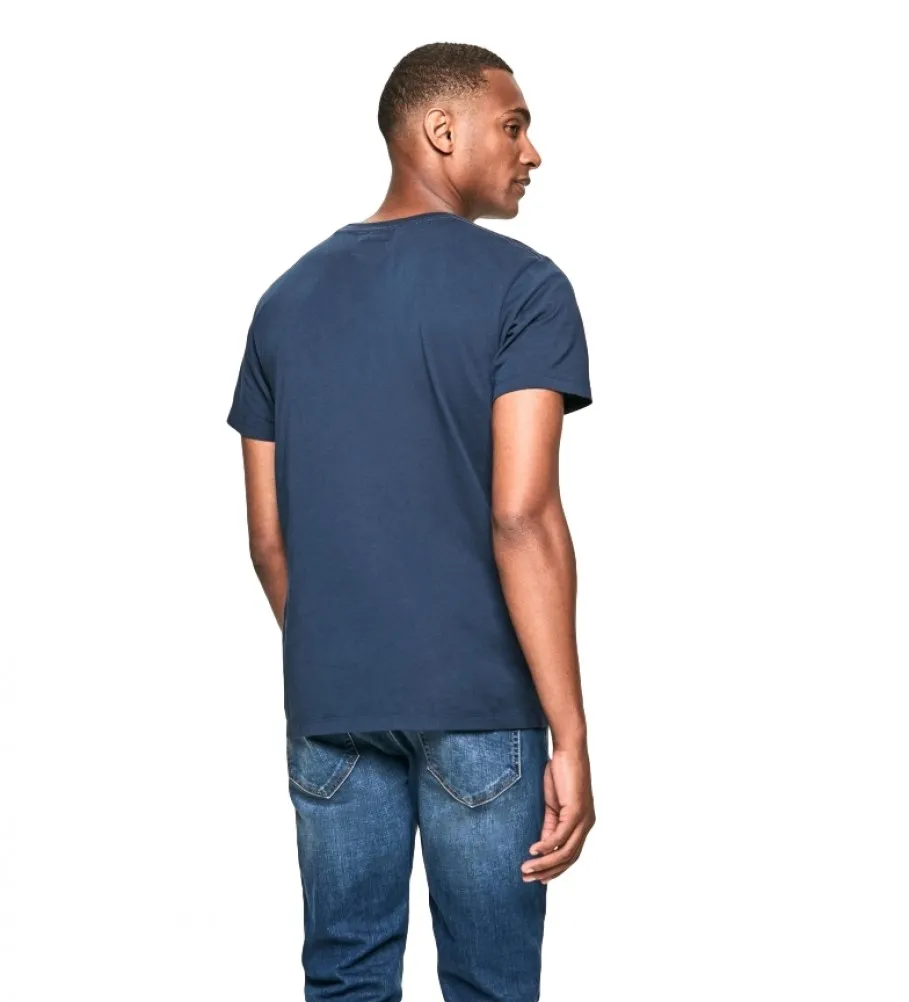 Camiseta con Logo Bordado marino