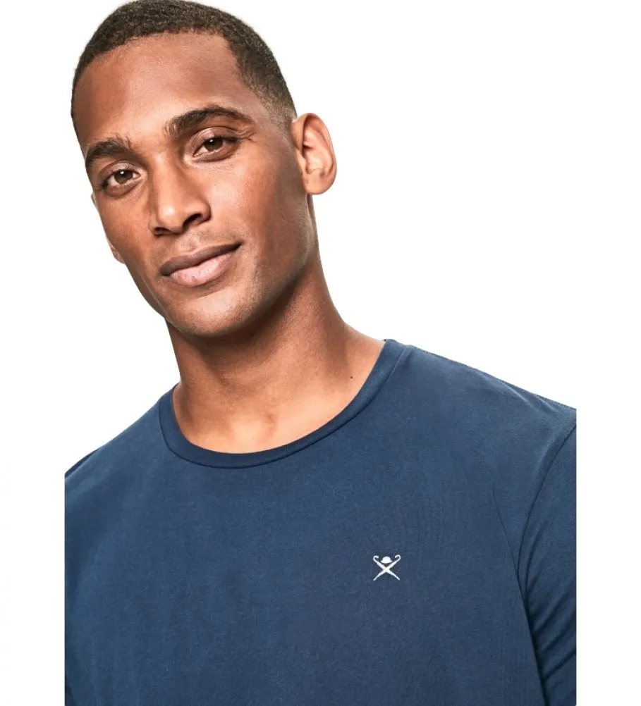 Camiseta con Logo Bordado marino