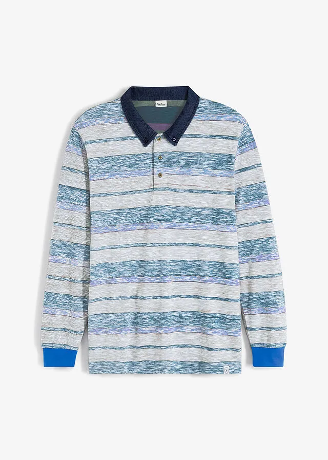 Camiseta de tipo polo Azul de rayas