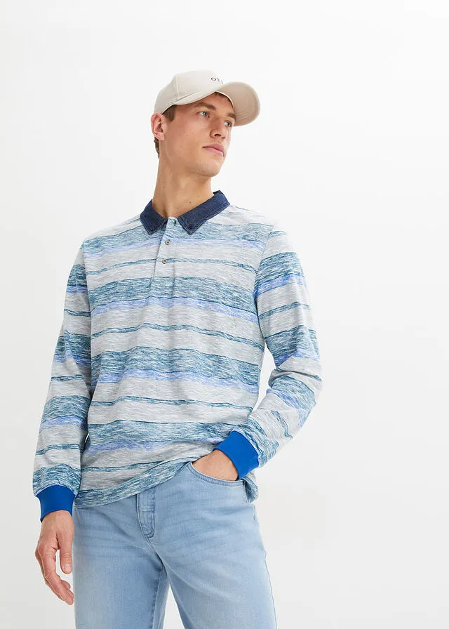 Camiseta de tipo polo Azul de rayas