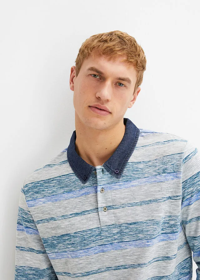 Camiseta de tipo polo Azul de rayas