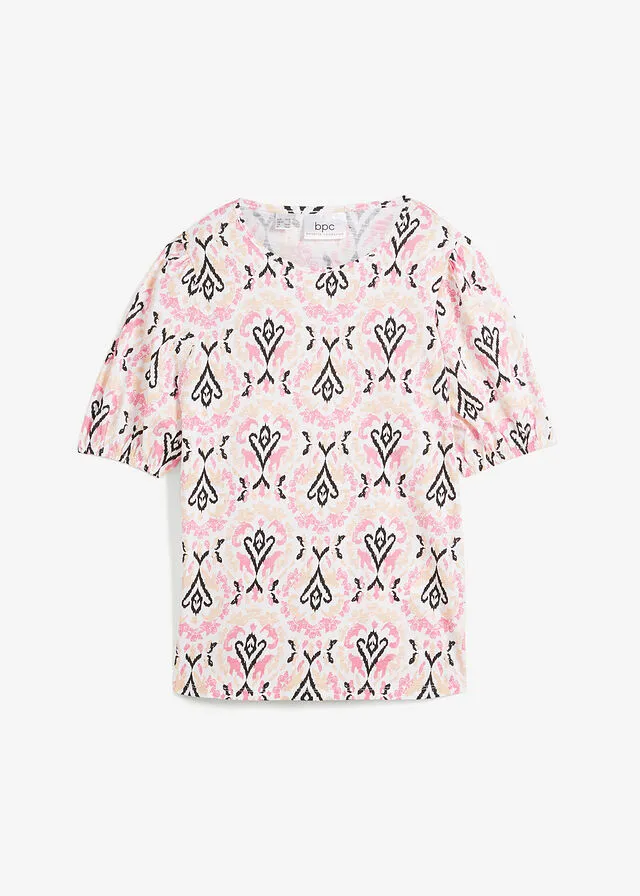 CAMISETA ESTAMPADA CON MEDIA MANGA BLANCOROSA BRILLANTE ESTAMPADO
