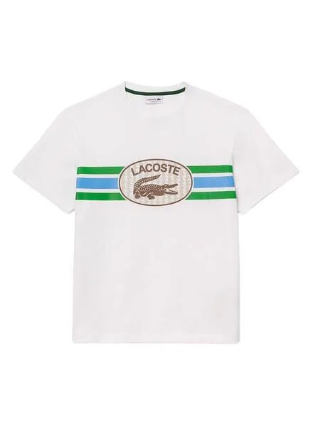 Camiseta Lacoste Monograma Beige Para Hombre