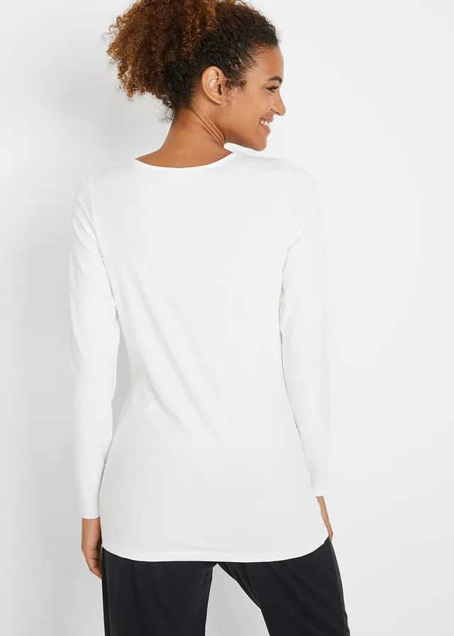 CAMISETA LARGA DEPORTIVA DE ALGODóN ORGáNICO (2 UNIDADES) NEGROBLANCO LANA