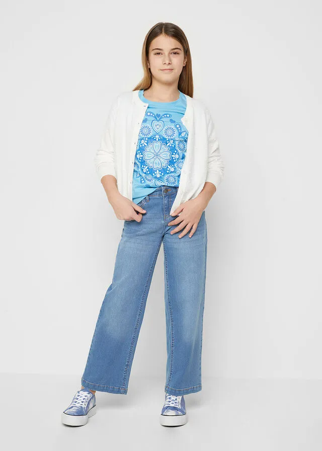Camiseta para niñas de algodón orgánico Azul claro