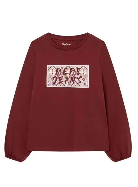 Camiseta Pepe Jeans Saula Granate Para Niña
