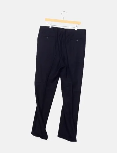 Canali Pantalón traje negro lana