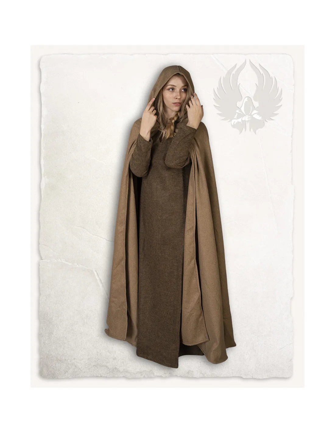 Capa medieval de lana color arena modelo Gora