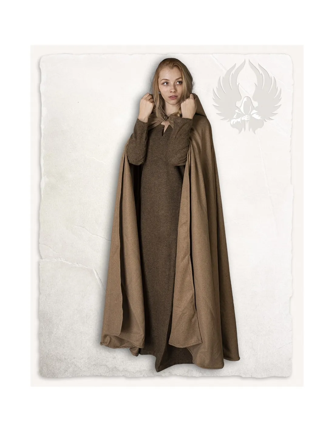 Capa medieval de lana color arena modelo Gora