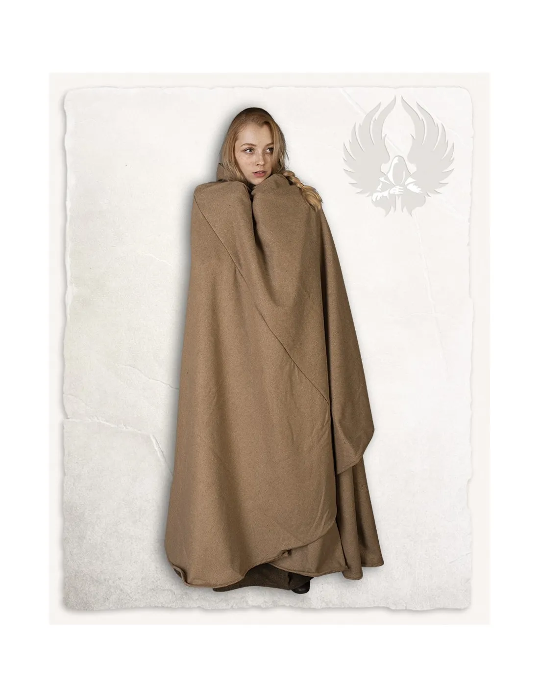 Capa medieval de lana color arena modelo Gora