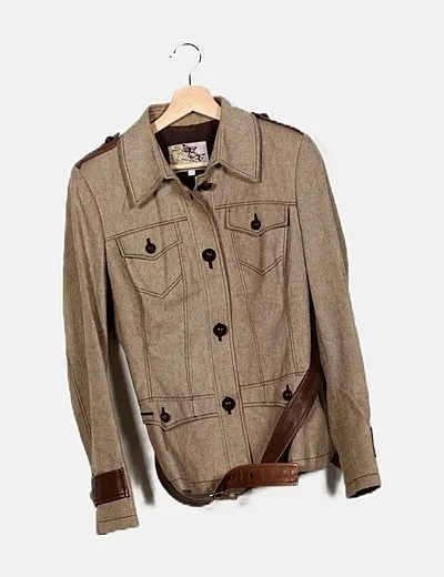 Caramelo Chaqueta beige con cinturón