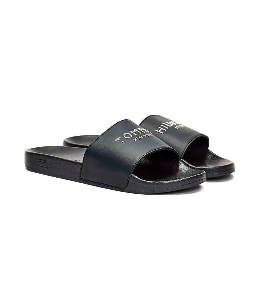 Chanclas de piscina con logos de purpurina marino